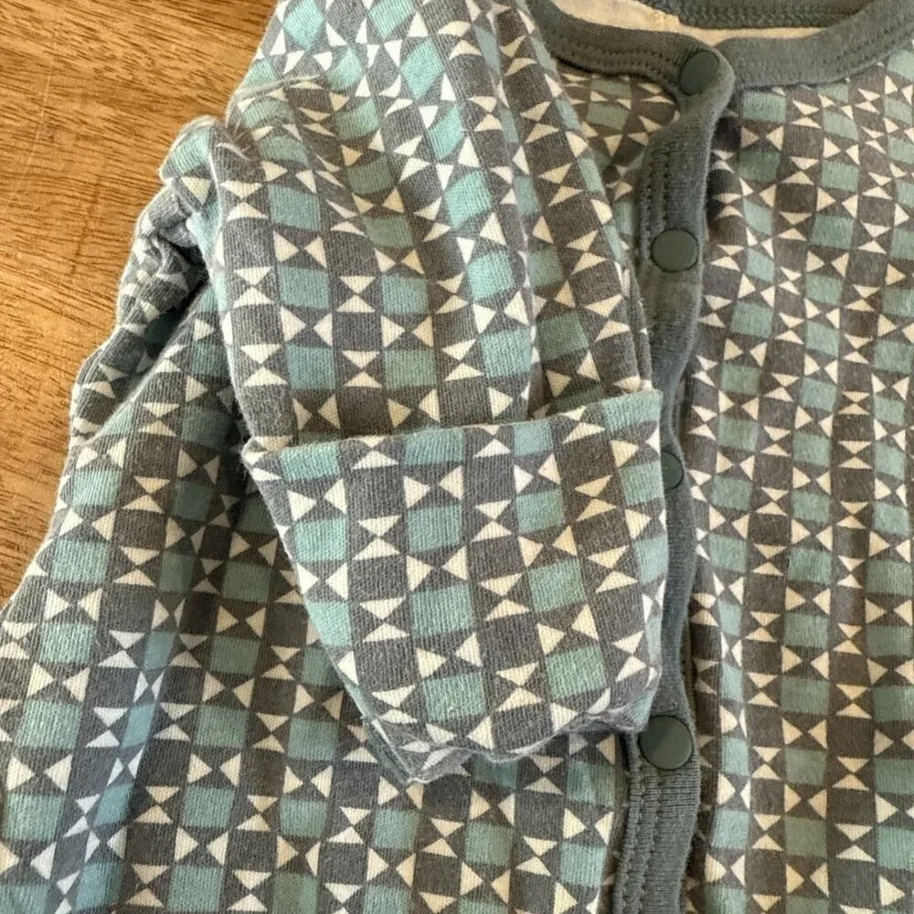 Tea Collection Blue Romper Snap One Piece Bodysuit Newborn Geometric Pajamas